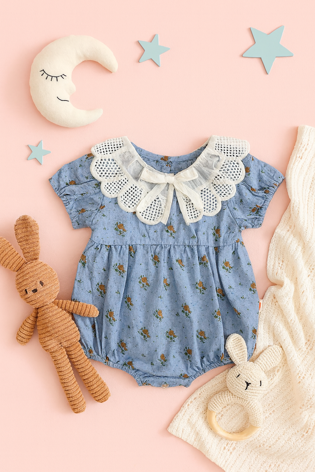 Blue & White Frill Onesie