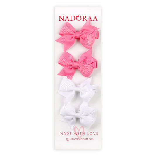 White And Hot Pink Locks Hairclips (Pack of 4)