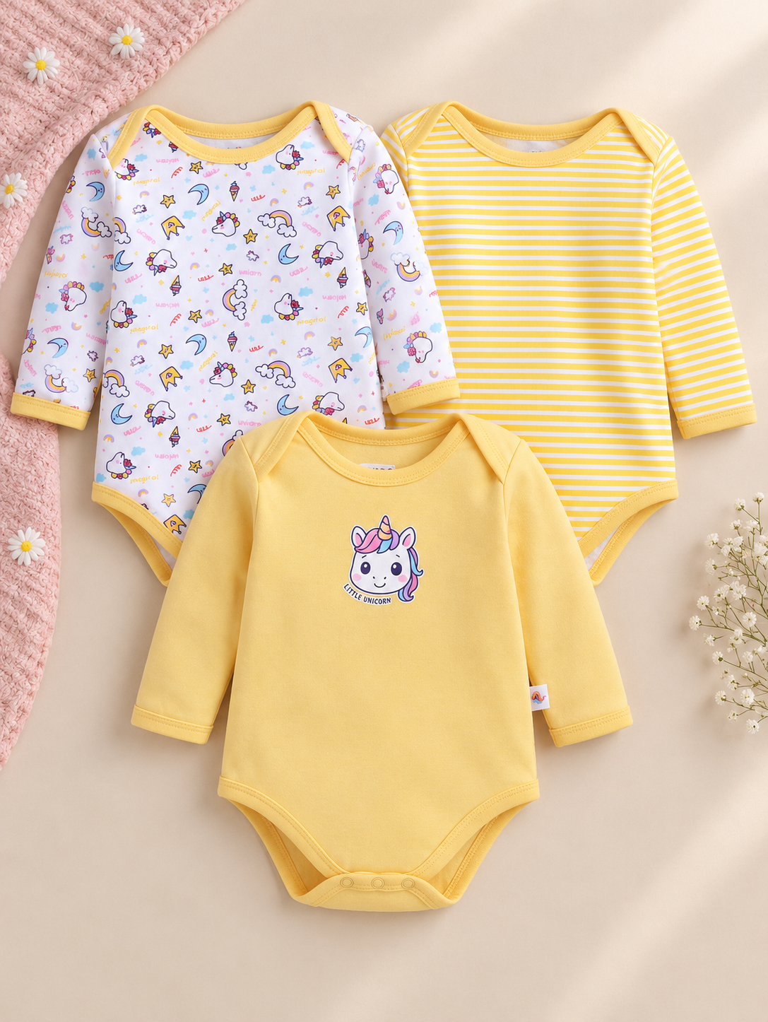 Full Sleeve Onesies - Pack of 3