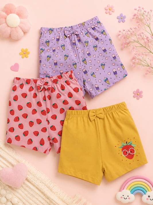 Strawberry & Ice Cream Shorts (Pack of 3)