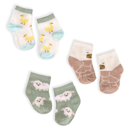 Farm Friends Flat Baby Socks (Pack Of 3)