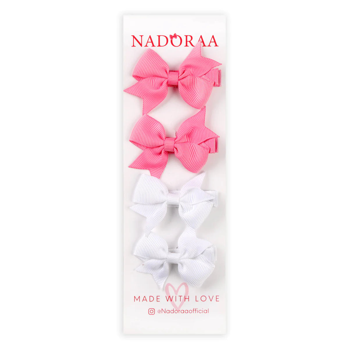White And Hot Pink Locks Hairclips (Pack of 4)