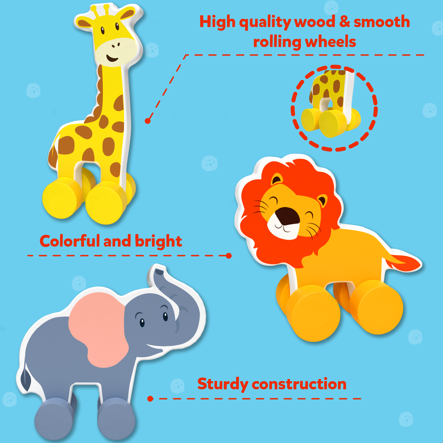 Animals on Wheels - Wooden Toy