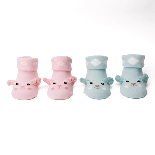 Adorable Animals Baby Pink & Mint Socks - 2 Pack