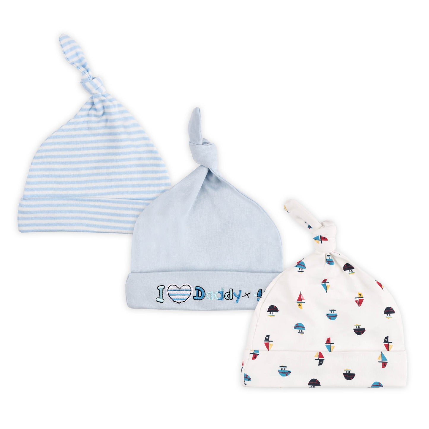 Daddy's Baby Knotted Baby Caps - 3 Pack