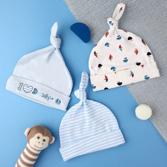 Daddy's Baby Knotted Baby Caps - 3 Pack