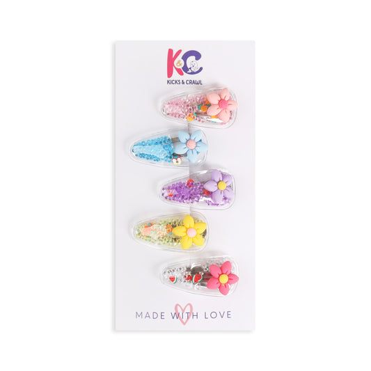 Blossoming Flower Hair Clips (Pack Of 5)