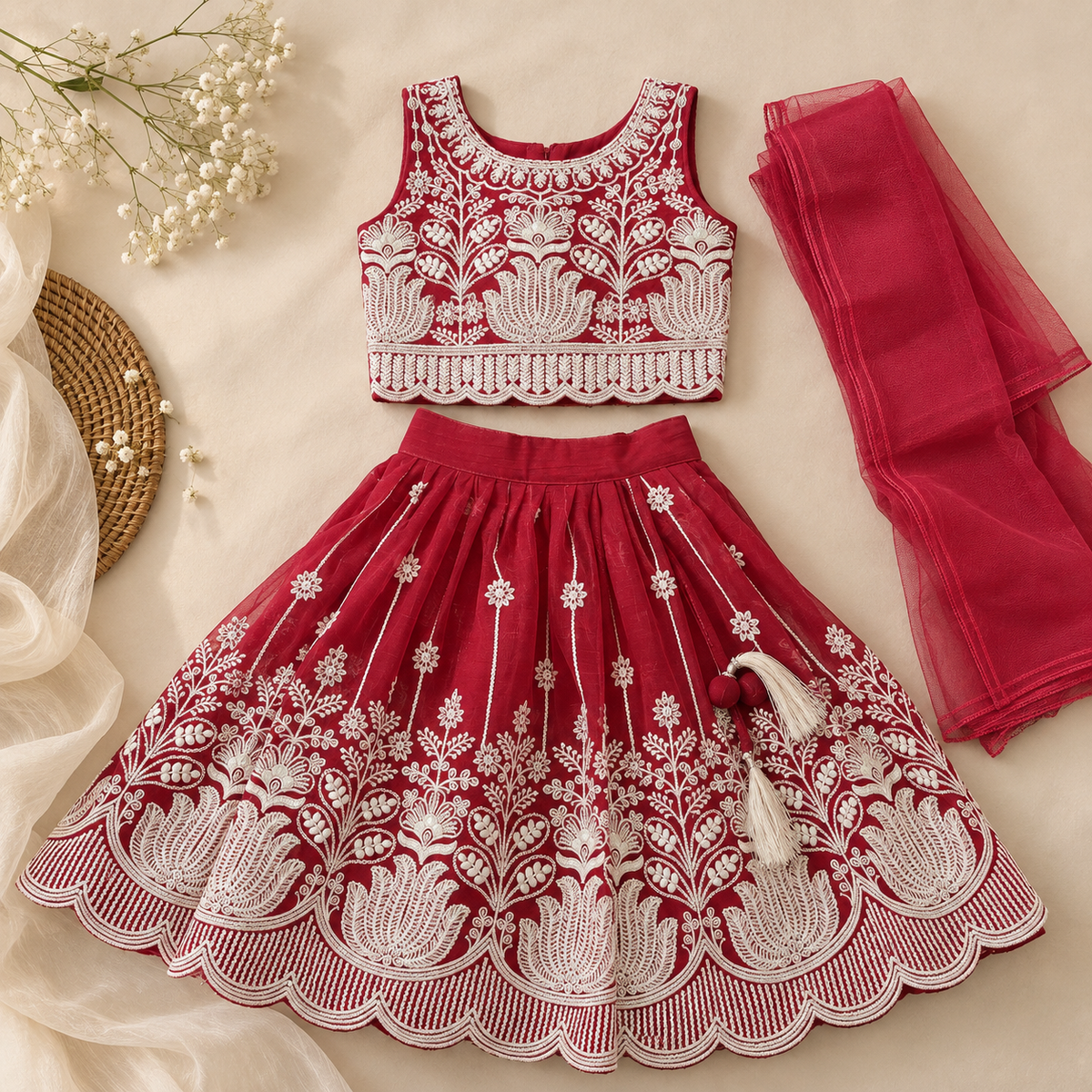Red Ghagra & Dupatta