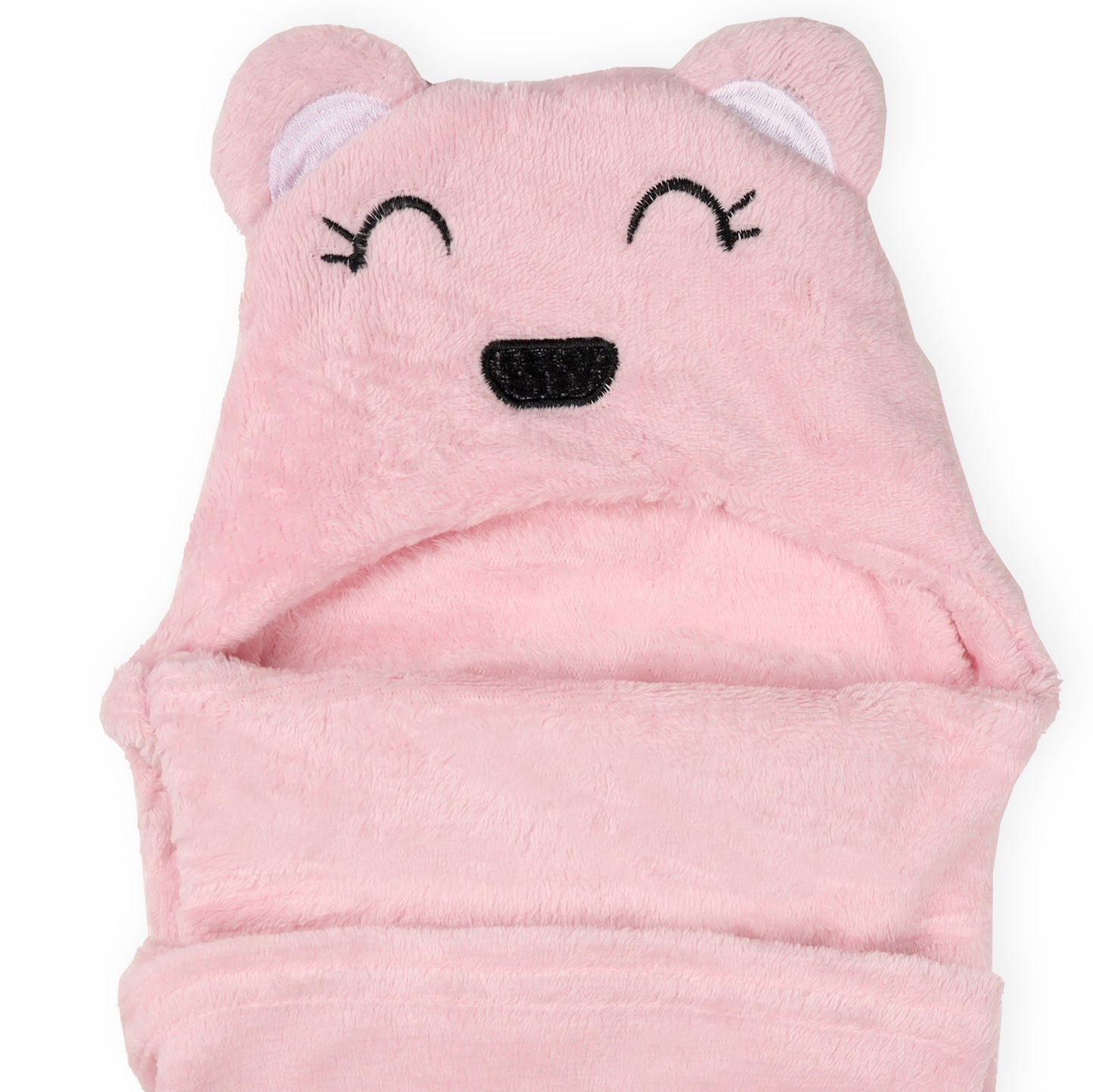 Pink Bear Hooded Fur Baby Blanket