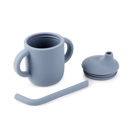 Silicone Blue Cup With Straw